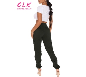 Pantalones vaqueros rasgados ahuecados para mujer, pantalones vaqueros informales con Bolsillo grande, pantalones vaqueros Cargo de camuflaje elásticos de cintura alta 2023 para mujer - Product Image 3