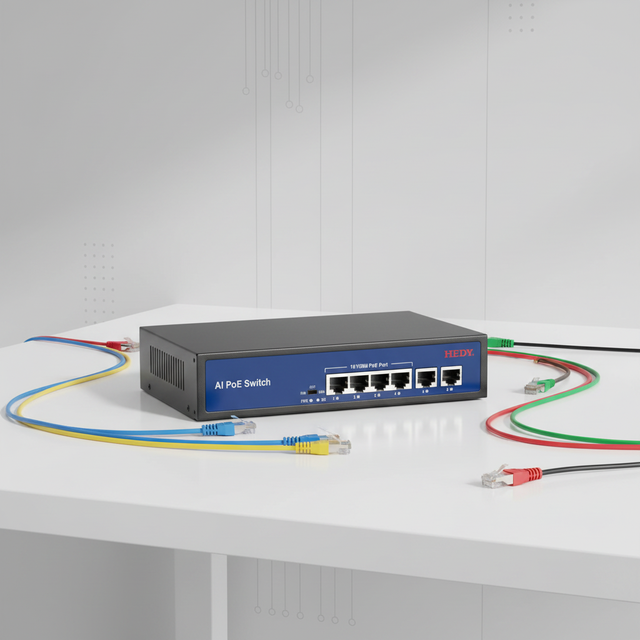 Thin Client Switch Network Equipped with 4KV Surge-protected Unmanaged 4 Port PoE Network Switch