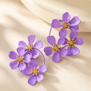 ต่างหูแฟชั่นรูปดอกไม้ขนาดใหญ่สำหรับผู้หญิง สไตล์หรูหรา - Product Image 3