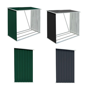 Cobertizo <span class=keywords><strong>para</strong></span> Leña <span class=keywords><strong>de</strong></span> Acero Galvanizado Resistente a la Intemperie, Fácil <span class=keywords><strong>de</strong></span> Montar, Diseño Moderno, Base Incluida, Soporte <span class=keywords><strong>para</strong></span> Leña <span class=keywords><strong>para</strong></span> Exteriores - Product Image 4