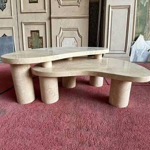 En gros, Ensemble de tables basses gigognes en marbre et travertin, style moderne et luxueux, pour salon et café - Product Image 2