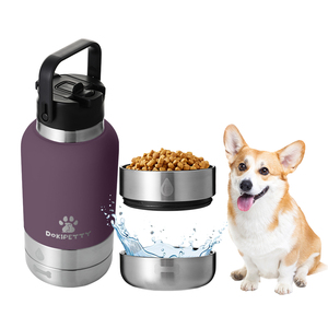 Échantillon Gratuit : Distributeur d'<span class=keywords><strong>eau</strong></span> pour animaux de compagnie avec 2 gamelles amovibles, bouteille d'<span class=keywords><strong>eau</strong></span> isotherme en acier inoxydable pour <span class=keywords><strong>chien</strong></span>, 32 oz - Product Image 1