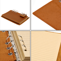 Carnet A6 en cuir véritable à anneaux, rechargeable, agenda de poche vintage, mini-journal à 6 trous pour cadeau