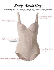 Combinaison sexy pour femme, <span class=keywords><strong>couleur</strong></span> nude, body sculptant, body briefer avec dentelle, respirant, style quotidien - Product Image 3