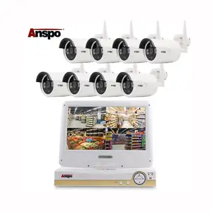 ANSPO 8ch 1080p H.265 Wireless NVR Kits 10,1 inch LCD Outdoor Sicherheit 2MP IP Kamera Video Überwachung Wifi CCTV kamera System