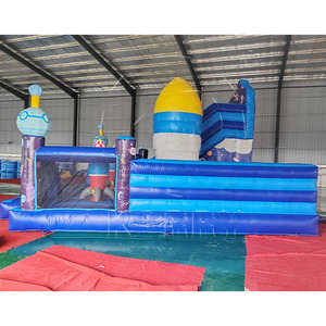 Parco Trampolini Gonfiabile Razzo Spaziale Blu - Gioco Rimbalzante Avventura Cosmica per Bambini all'Aperto - Product Image 3