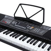 Piano Electrónico Educativo Económico de 61 Teclas, 128 Tonos, 128 Ritmos, 8 Percusiones, 12 Canciones de Demostración, Negro/Plateado, Ligero (3 kg)