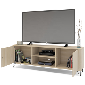 Mueble para TV de 2 Puertas Estilo Moderno CARTAGENA, Madera, para Sala de Estar, de Aglomerado, Montaje en Suelo, Compatible con Televisores de 65+ Pulgadas, Fácil de Ensamblar - Product Image 2