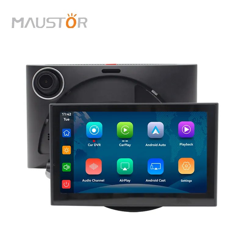 Maustor CarPlay sem fio para carro com tela de toque frontal 4K 4 polegadas, novo estilo, rádio sem fio para carro