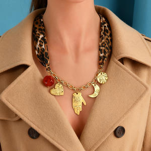 Collar de acero inoxidable con colgante de ojo turco y corazón, chapado en oro de 18k, joyería de moda para mujer - Product Image 1