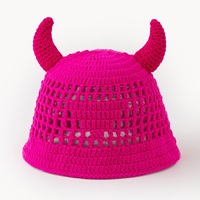 Sombrero de Ganchillo Personalizado con Logotipo, Gorra de Sol Transpirable de Malla Hueca con Diseño de Cuerno de Buey Naranja, Venta al por Mayor, Gorro de Verano para Exteriores, OEM