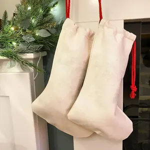Custom Sublimation Decorative Christmas Socks White Blank Christmas Stocking For Sublimation Ornament Blanks