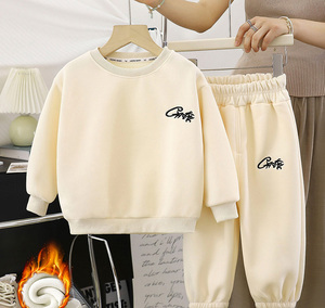 Conjunto de Sudadera y Pantalones Deportivos para Niños y <span class=keywords><strong>Niñas</strong></span>, de Dos Piezas, Cuello Alto, Forro Polar Grueso, Cálido, para Otoño e Invierno - Product Image 4