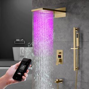 Mélangeur de douche à brosse dorée à 3 fonctions avec LED et <span class=keywords><strong>musique</strong></span> pour salle de bain - Product Image 2
