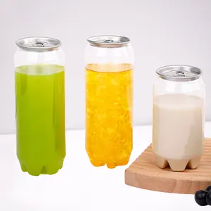 广州塑料罐355毫升汽水透明塑料瓶易拉罐饮料: