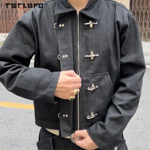 Set Jaket dan Celana Jeans Baggy Raw Denim Mewah Berkualitas Tinggi dengan Logo Custom, Gaya Streetwear, Motif Pemadam Kebakaran, dan Gesper Pengaman - Product Image 4