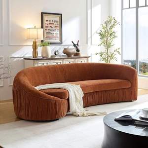 Divano curvo moderno a 4 posti con seduta profonda, struttura in legno, divano morbido e soffice per ville e appartamenti - Fornitore all'ingrosso - Product Image 6