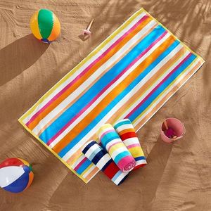 Toalla de Playa Personalizada a Rayas de Colores, de Alta Calidad, Súper Absorbente, Gruesa, de Algodón Puro, Teñida con Hilo Jacquard, al por Mayor - Product Image 3