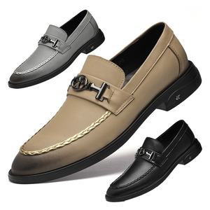 Zapatos de Hombre de Cuero Genuino para Negocios, Casuales, de Boda, Otoñales, Florales, Puntiagudos, Sin Cordones, Delgados y Transpirables - Product Image 1