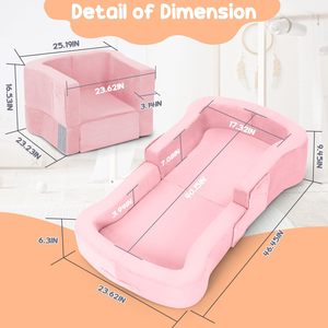 <b>Kids</b> Folding Foam <b>Sofa</b> Bed 20mm Thick Pink Foldable Contemporary Design For Toddlers And Babies - Product Image 4