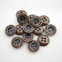 Boutons en alliage métallique bronze antique personnalisés avec logo, 4 trous, accessoires de couture pour vêtements