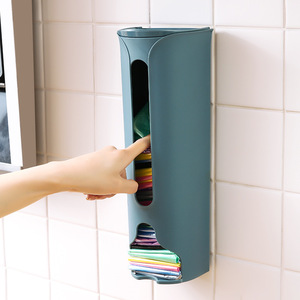 Wall Mounted Garbage Bag Holder Large Capacity Kitchen Storage Organizer For Plastic Bags With Cover Rectangle Shape - Product Image 4
