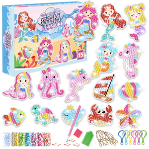 JiangXing ジェム ダイヤモンドペインティング アートキット 子供向け かわいいステッカー キーホルダー DIYツール クラフト用品 子供へのギフト - Product Image 2