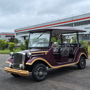 Voiture électrique vintage rouge vin à onze places avec auvent pour le transport touristique dans les zones panoramiques - Product Image 4