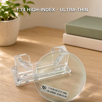 Verres optiques asphériques ultra-minces à indice élevé 1.74, anti-lumière bleue, avec revêtement AR bleu-vert, emballage enveloppe deux pièces