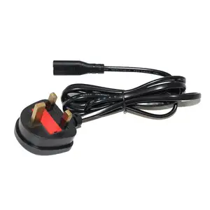 Factory Direct BSI Certification Black Fused 3A 5A Laptop British UK AC Cord Figure 8 Power Cables C7 To UK 3 pin