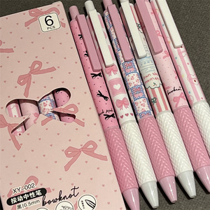 Penna <span class=keywords><strong>Gel</strong></span> a Sfera Rosa con Fiocco ST ad Asciugatura Rapida 0.5mm in Plastica per Studenti con Stampa Cartoon, Azione a Pressione, Inchiostro Nero, Confezione da 6 - Product Image 4