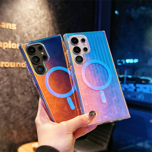 Laser Magnetic Style Phone case for Samsung S26 Ultras25 S24plus Bright Chameleon Protective Cover Quality Guaranteed