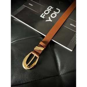 Ceinture pour femme avec boucle en D symétrique, boucle en cuivre, style décontracté, aspect cuir marron, ceinture en tissu pour vous - Product Image 2