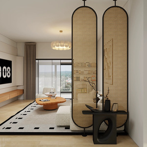 New Chinese-style ironwork rattan <b>partition</b>, Japanese-style living room and <b>office</b> glass screen, entrance hall, modern <b>wall</b> - Product Image 5