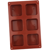 Moule en silicone à 6 cavités carrées pour gâteaux, savons et bougies, sans BPA, échantillon gratuit d'usine 1369