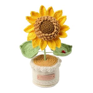 Maceta Grande de Girasol Tejida a Mano para Decoración del Hogar, Halloween, San Valentín, Girasol de Ganchillo para Graduación - Product Image 6