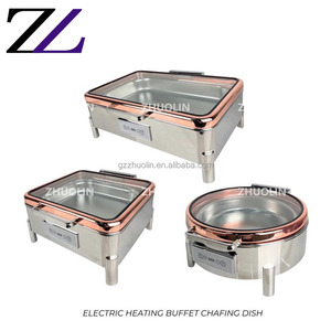 Stations <span class=keywords><strong>de</strong></span> buffet <span class=keywords><strong>de</strong></span> restauration <span class=keywords><strong>de</strong></span> luxe du Moyen-Orient plats <span class=keywords><strong>de</strong></span> shaffing plateau <span class=keywords><strong>de</strong></span> réchauffement des aliments décoration martelée hydraulique 9l or chauffe-plats - Product Image 2