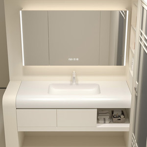 Combinación de mueble de baño sencillo, mueble de lavabo color crema, lavabo - Product Image 6