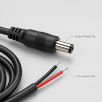 Câble d'alimentation CC 5,5x2,1 mm 12V 5A avec connecteur mâle IP44 étanche, cordon en cuivre PVC de 1,5 m, plage de température industrielle étendue -20 +80