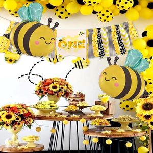 Cute Cartoon Bee Foil <b>Balloons</b>, Shiny Metallic Mylar <b>Balloons</b> for Kids Bee Themed Birthday & Gender Reveal Party <b>Decor</b> - Product Image 3