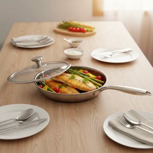 Sartén Antiadherente de Acero Inoxidable Sus 316 con Superficie Resistente a los Arañazos de 24 cm para Comidas Familiares - Product Image 1