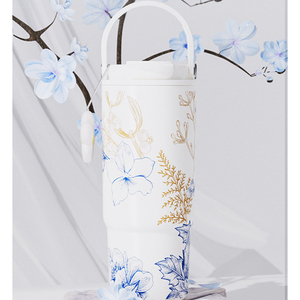 750ml New Ceramic Liner Insulated Coffee <b>Cup</b> <b>with</b> <b>Straw</b> Ice Tumbler Stylish Outdoor Portable Thermos <b>with</b> Handle Gift OEM ODM - Product Image 5