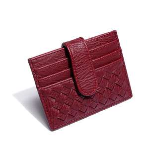 Porte-cartes de visite ultra-fin en PU tressé, couleur unie, avec fente pour <span class=keywords><strong>carte</strong></span> d'identité, sans fermeture, étui portable pour cartes, <span class=keywords><strong>pochette</strong></span> de <span class=keywords><strong>rangement</strong></span> pour documents d'identité - Product Image 6