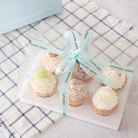 Lot de 4 boîtes de Cupcake en plastique transparent, emballage pour boulanger, blanc, 40 pièces