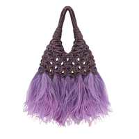 Pochette de soirée haut de gamme pour femme, ornée de strass et de plumes, tissée à la main, idéale pour les fêtes et les danses
