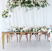 Table de mariage rectangulaire moderne et romantique en acier inoxydable et MDF blanc pour salle à manger extérieure d'hôtel ou salon
