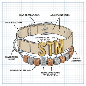<span class=keywords><strong>Collare</strong></span> per Cani in Pelle Personalizzabile con Charm Regolabile e Accessori Metallici - Product Image 4