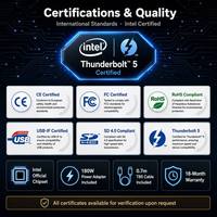 Base de Conexión Thunderbolt 5 15 en 1, 8K120Hz HDTV DP, Pantalla Dual/Cuádruple, 80Gbps 140W USB3.2 10Gbps SD/TF, Hub LAN 2.5G para MacBook, Windows, PC