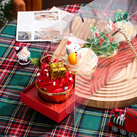 Boîte d'emballage rectangulaire en papier rouge et blanc pour cupcakes, idéale pour le Nouvel An, la pâtisserie à emporter et les cadeaux transparents pour biscuits