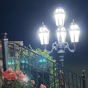 European Antique LED Garden <strong>Light</strong> IP55 AC Glass Aluminum Lamp Body <strong>Vintage</strong> <strong>Street</strong> Lamp Post 6000K Daylight Remote Control 3-Year - Product Image 6